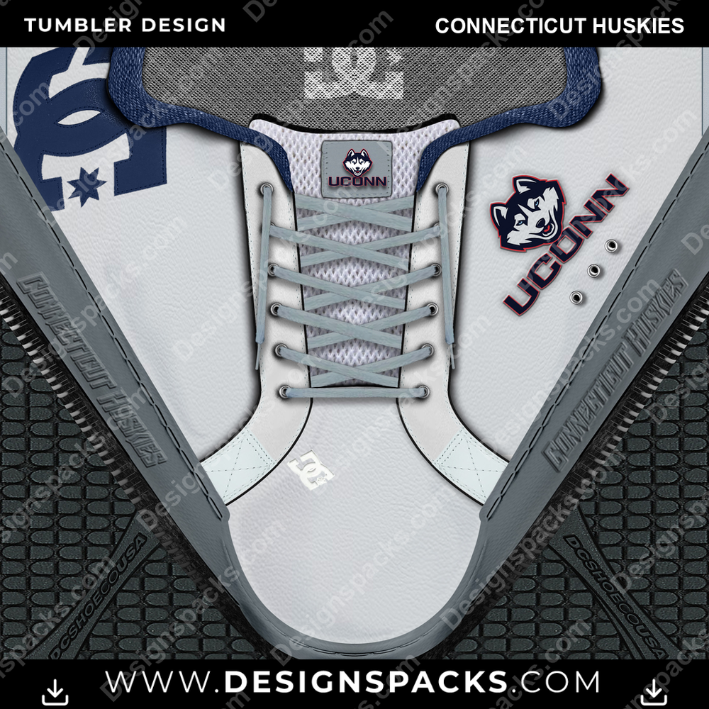 College Sport DC Sneaker Connecticut Huskies NCAA College Sport Tumbler Digital Wrap Design Download