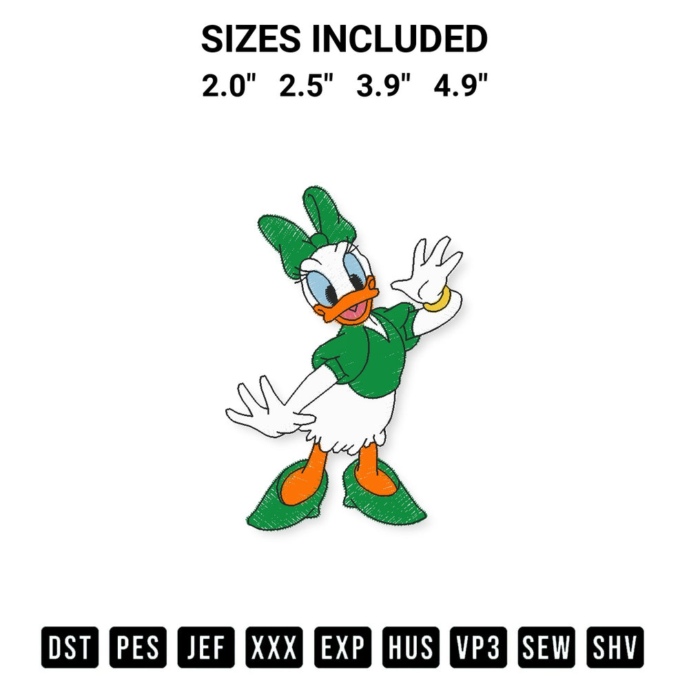 Stitch like a pro with the Donald Duck St Patricks Day Embroidery Design embroidery pattern from Designspacks.com. High-quality digital machine embroidery file. Available sizes: 2.0", 2.5", 3.9", 4.9".