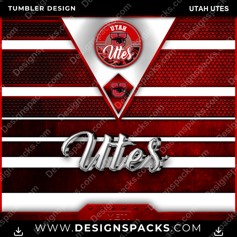 College Sport YETI Utah Utes Tumbler Digital Wrap Design