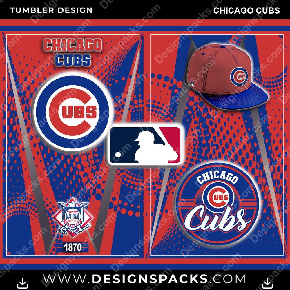 Baseball Team Logo Chicago Cubs Tumbler Digital Wrap Design