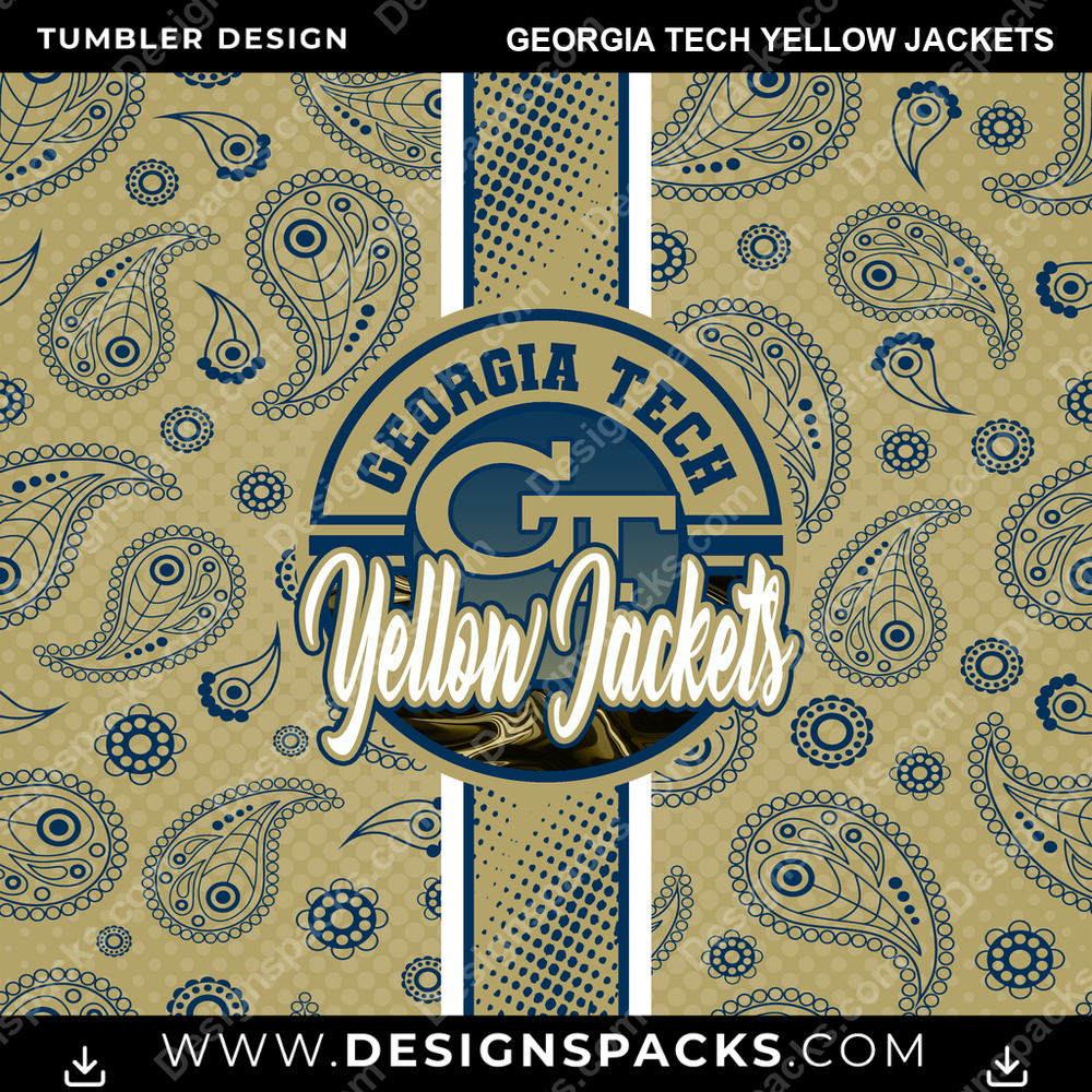 College Sport Handkerchief Georgia Tech Yellow Jackets NCAA College Sport Tumbler Digital Wrap Design Download