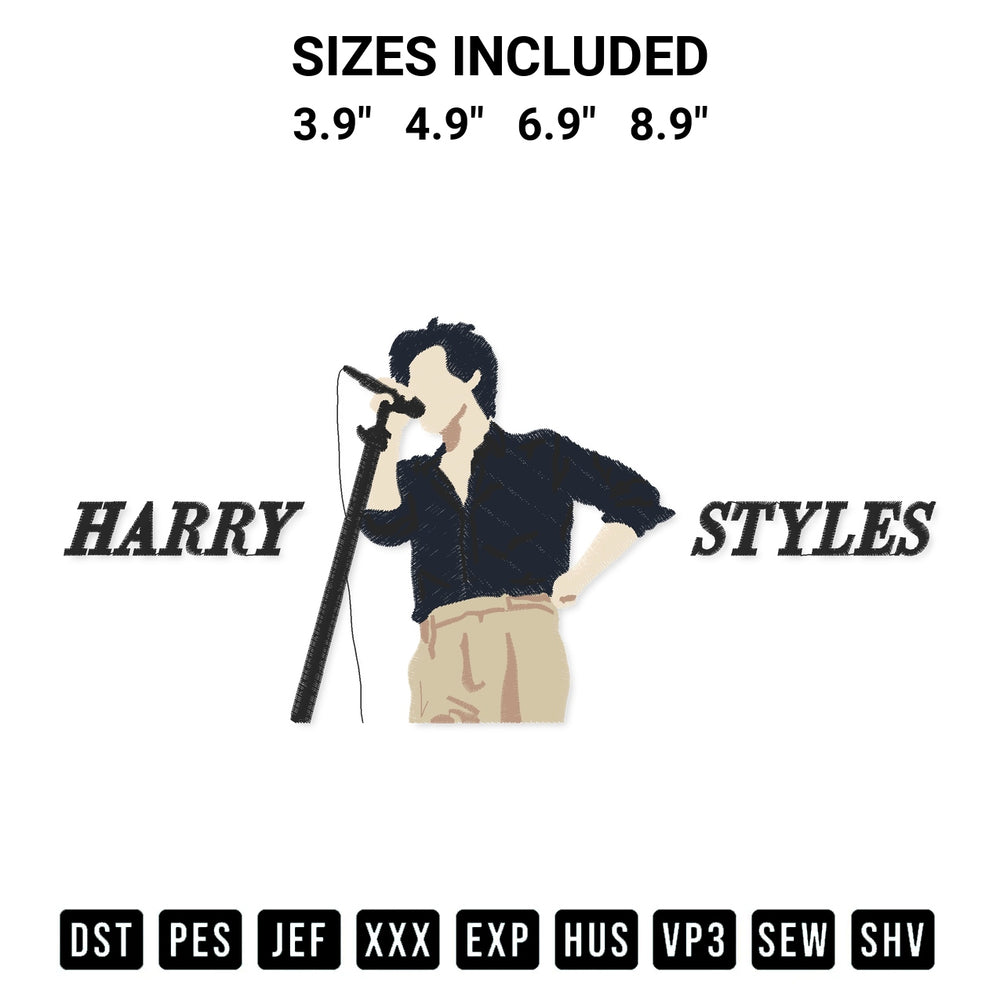 Looking for the perfect pattern? Download the Harry Styles Embroidery Design embroidery design today at Designspacks.com. Crisp, clean stitching guaranteed. Available sizes: 3.9", 4.9", 6.9", 8.9".