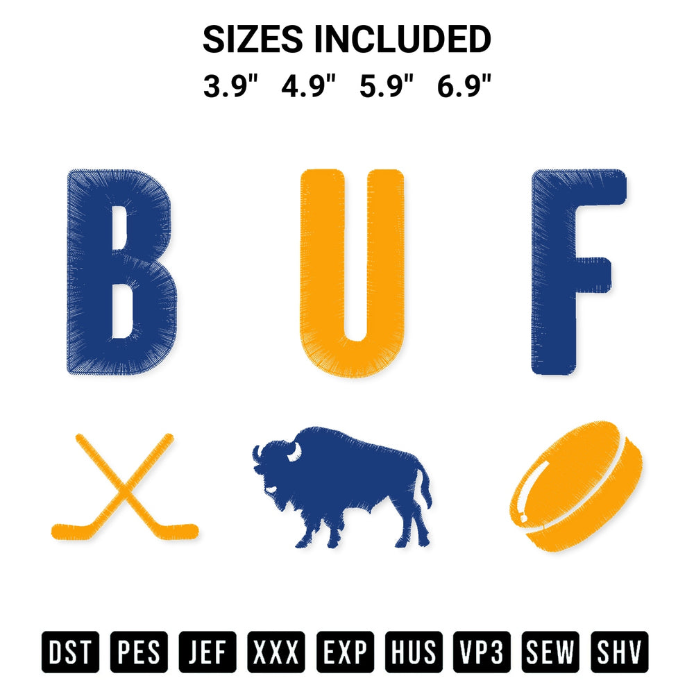 Discover the perfect addition to your crafting collection: Buffalo Sabres Buf Hockey Embroidery Design embroidery file. Instantly available at Designspacks.com. Available sizes: 3.9", 4.9", 5.9", 6.9".