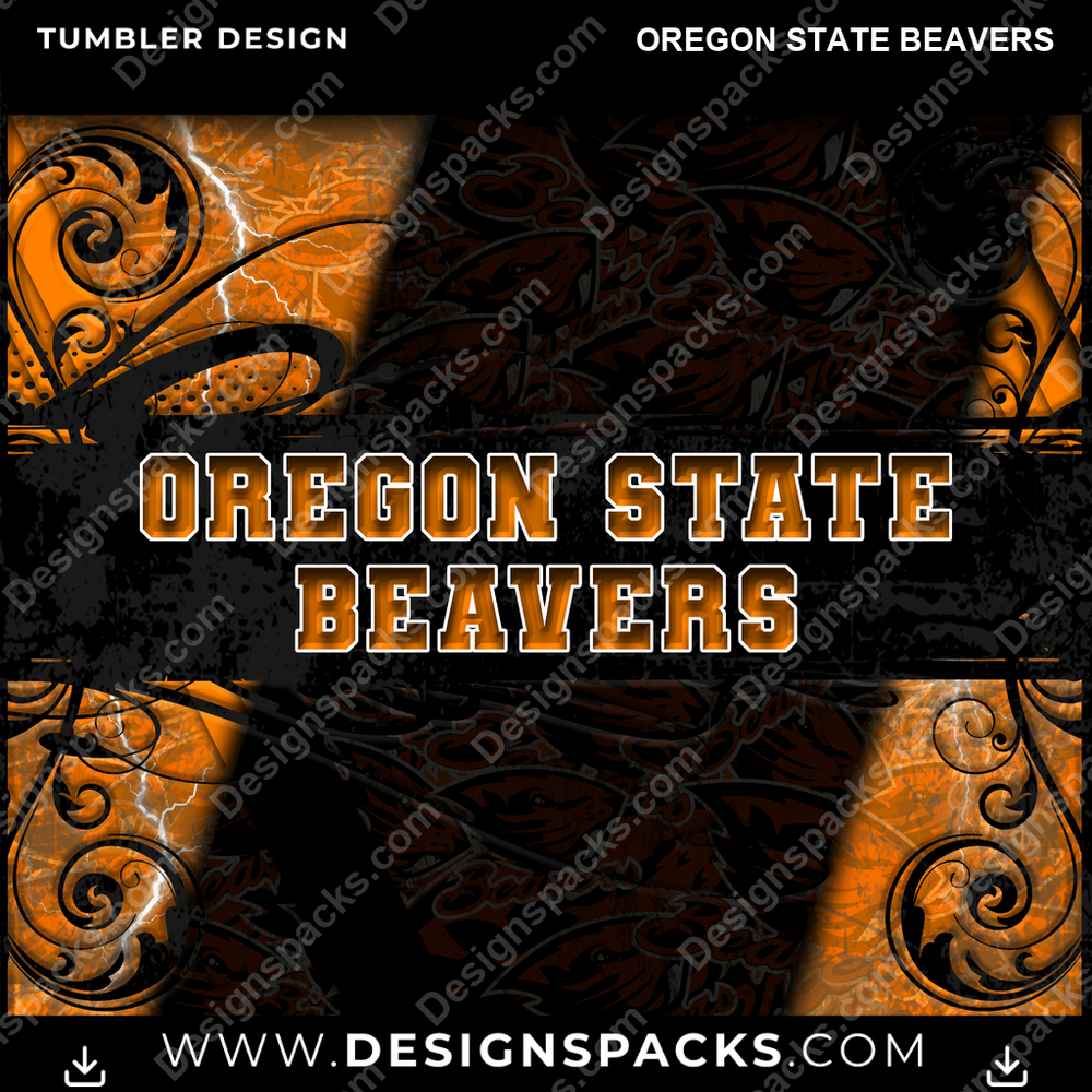 College Sport Elegant Oregon State Beavers Tumbler Digital Wrap Design