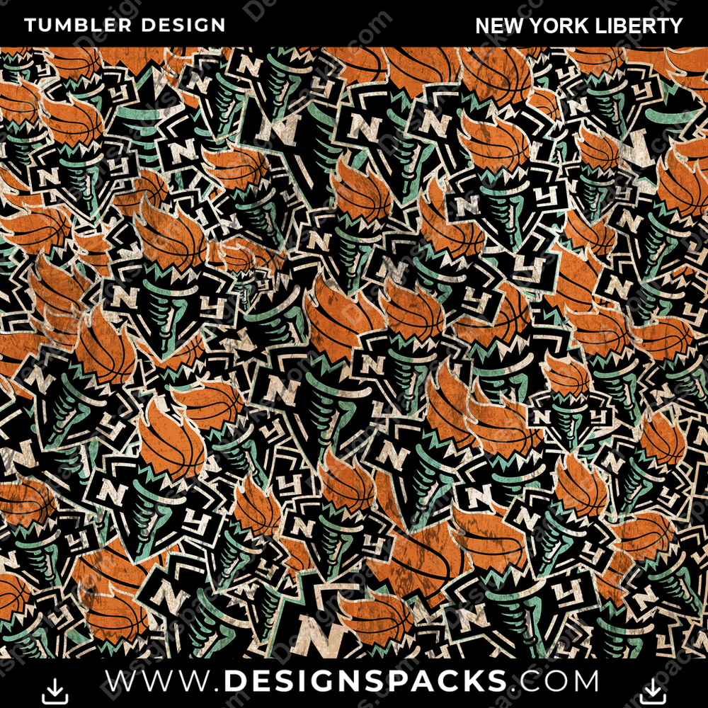 Basketball Logo BG New York Liberty NBA Basketball Tumbler Digital Wrap Design Download