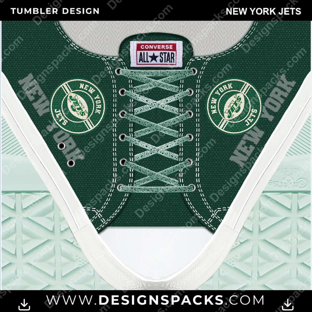 Football Converse New York Jets Tumbler Digital Wrap Design