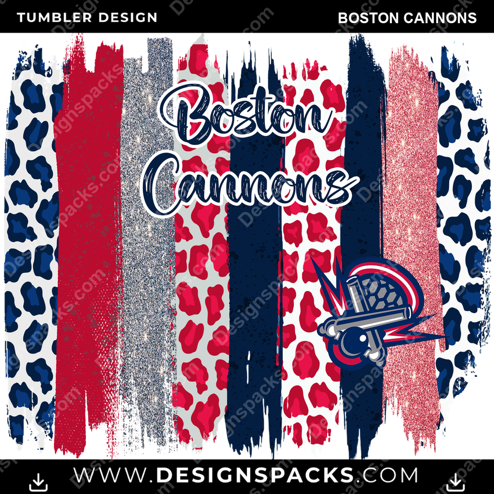 Lacrosse Brush Strokes Boston Cannons Tumbler Digital Wrap Design