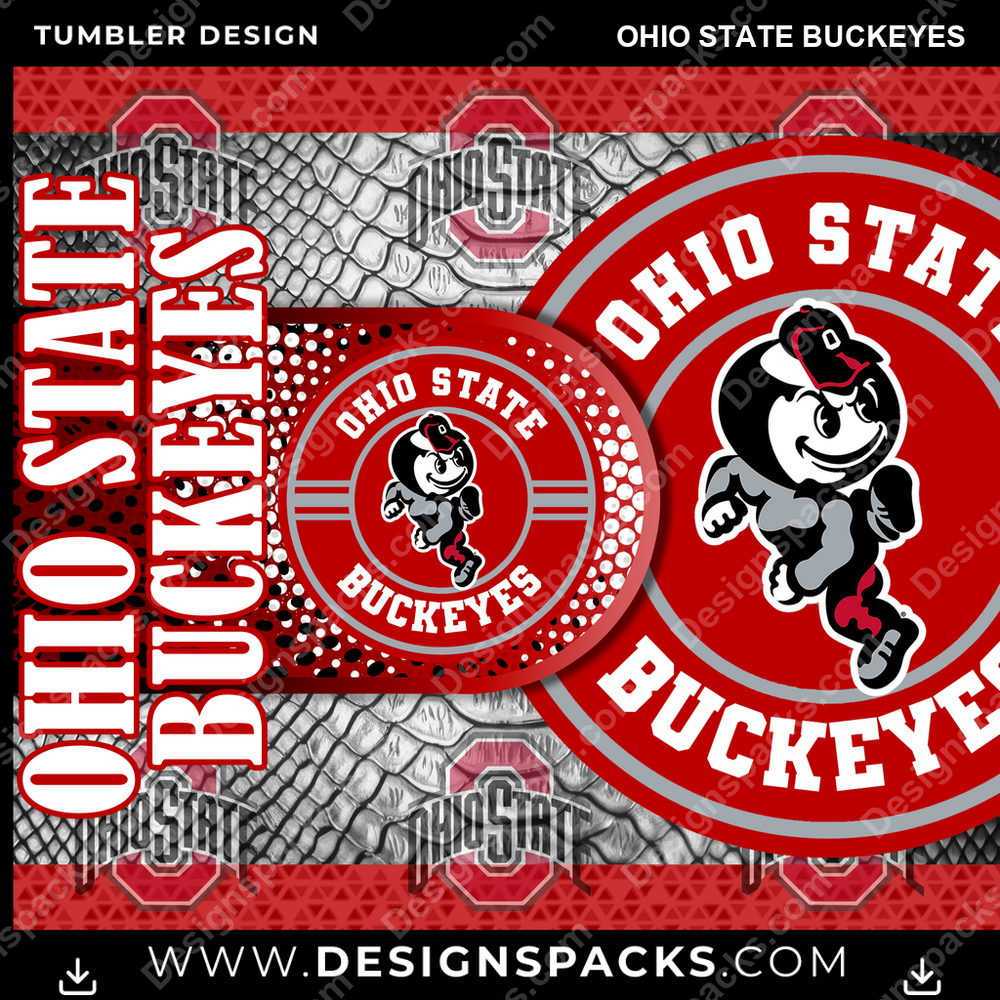 College Sport Hyper Ohio State Buckeyes Tumbler Digital Wrap Design