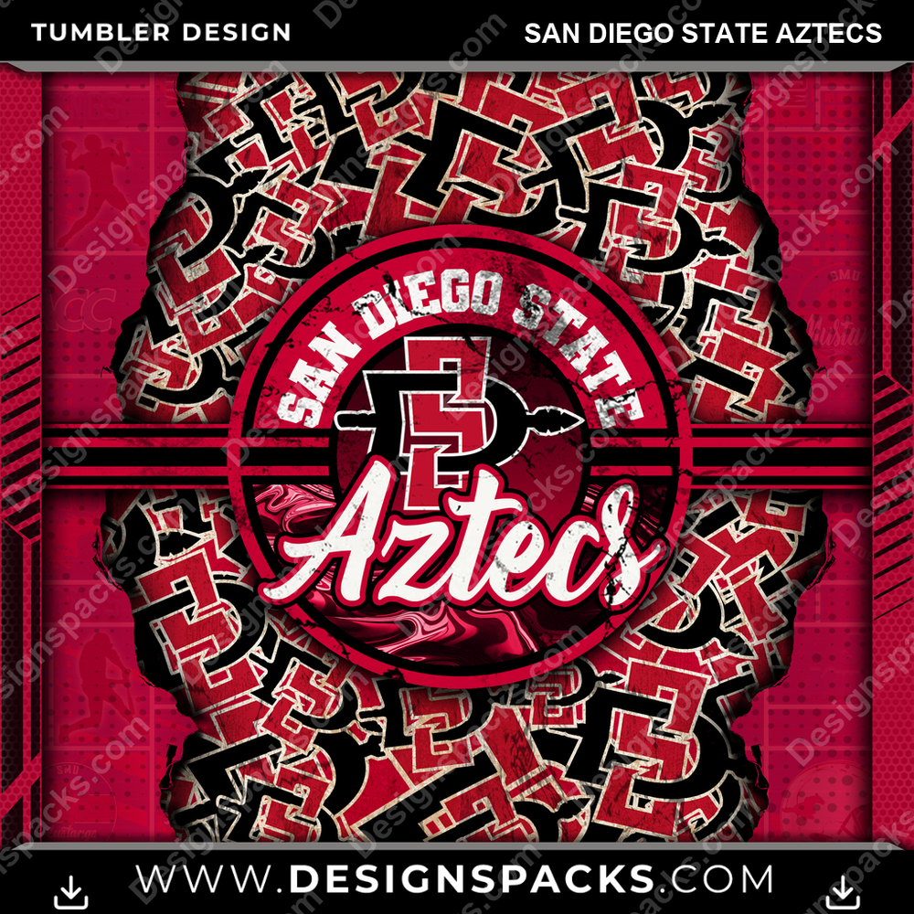 College Sport Ripped San Diego State Aztecs NCAA College Sport Tumbler Digital Wrap Design Download