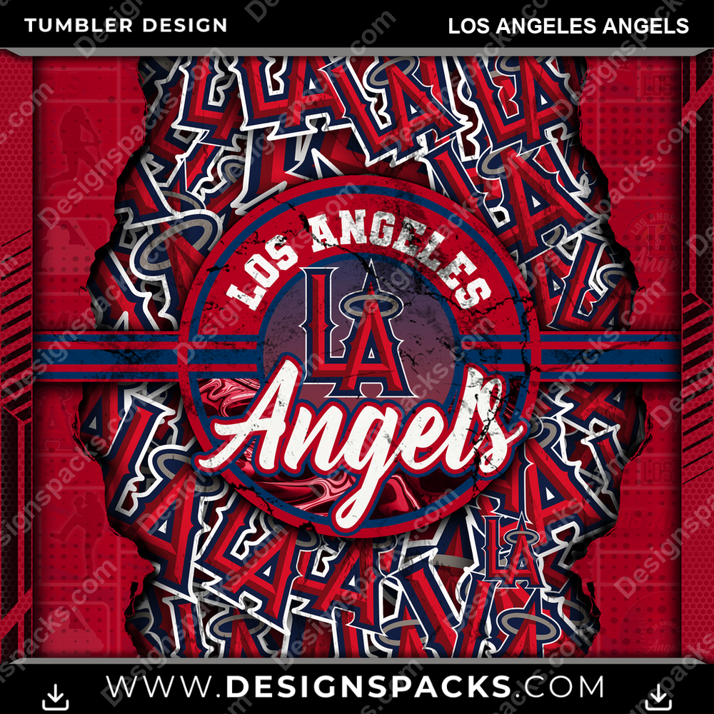 Baseball Ripped Los Angeles Angels Tumbler Digital Wrap Design