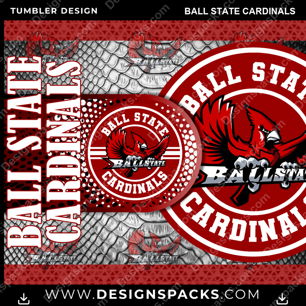 College Sport Hyper Ball State Cardinals NCAA College Sport Tumbler Digital Wrap Design Download