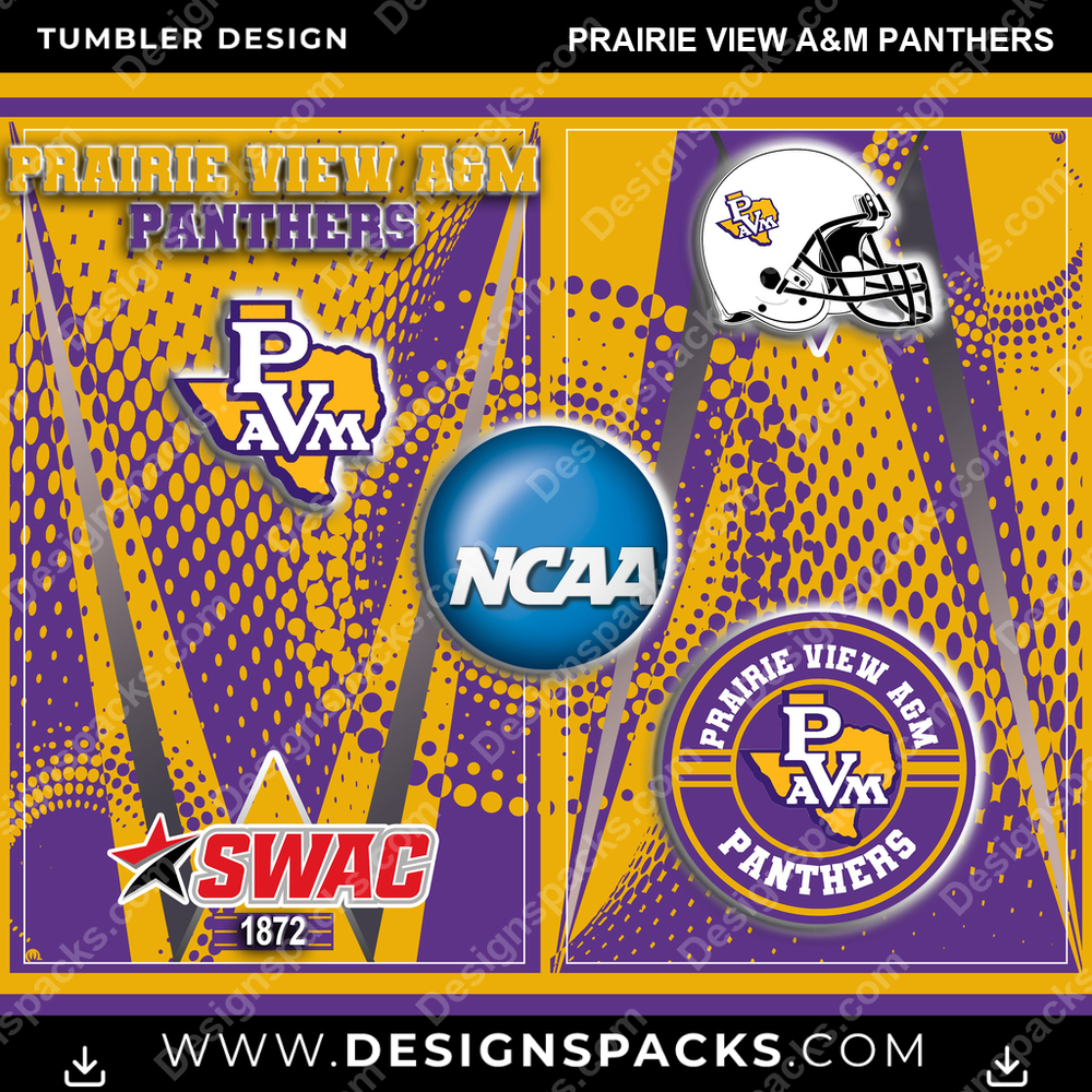 College Sport Team Logo Prairie View A&M Panthers NCAA College Sport Tumbler Digital Wrap Design Download