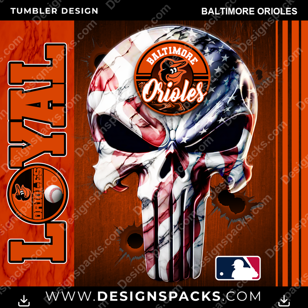 Baseball Loyal Baltimore Orioles Tumbler Digital Wrap Design