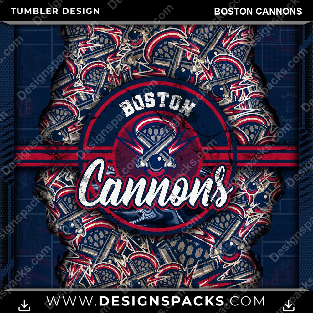 Lacrosse Ripped Boston Cannons Tumbler Digital Wrap Design