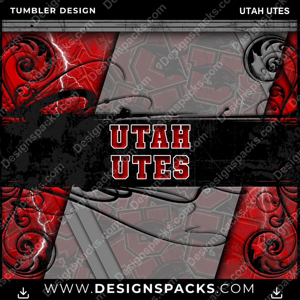 College Sport Elegant Utah Utes Tumbler Digital Wrap Design