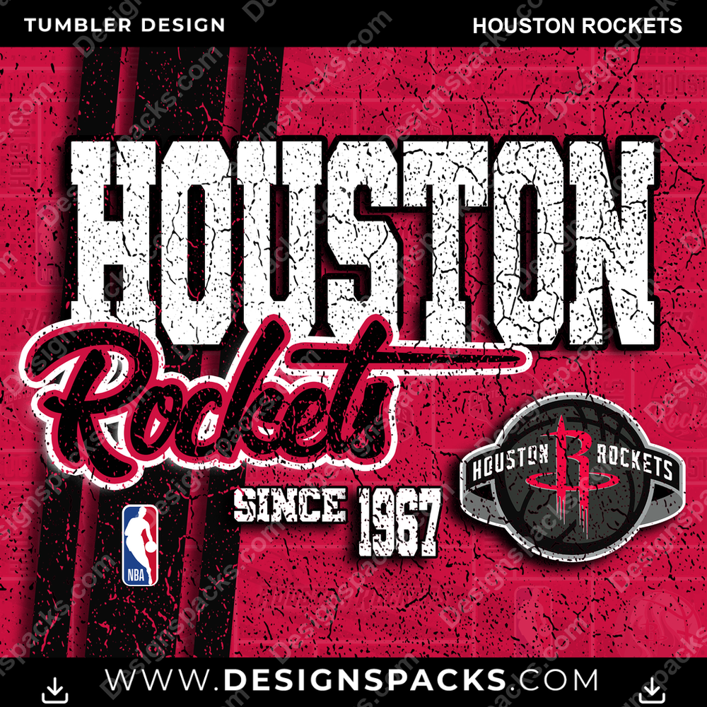 Basketball Grunge Houston Rockets Tumbler Digital Wrap Design