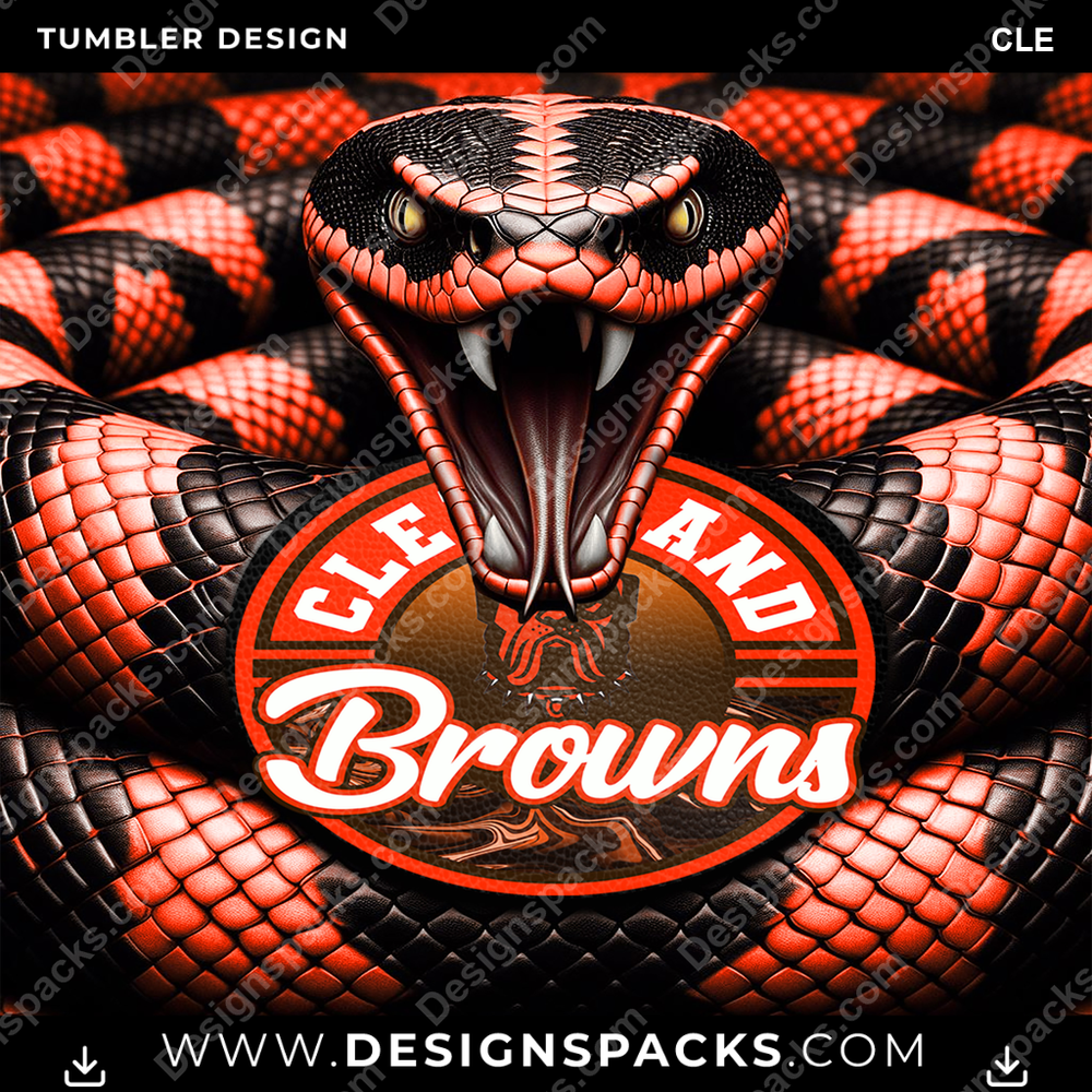Football Rattle Snake CLE Tumbler Digital Wrap Design