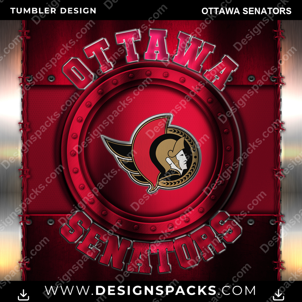Ice Hockey Metal Ottawa Senators Tumbler Digital Wrap Design