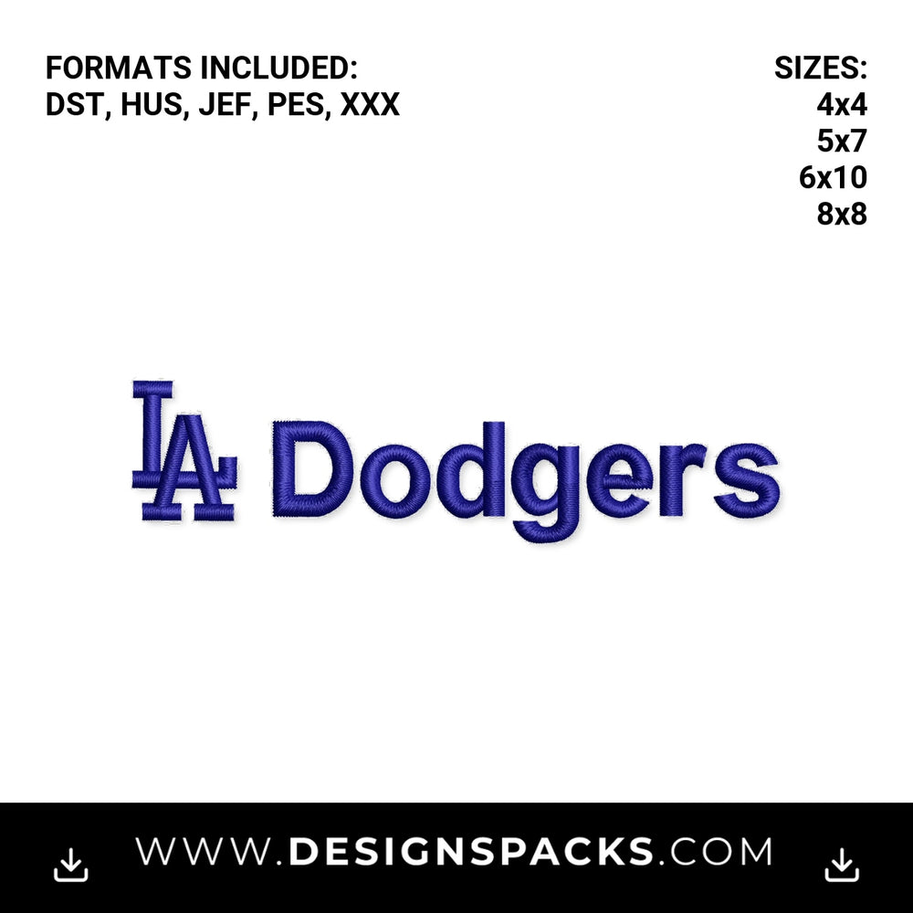 LA Dodgers Baseball Logo Embroidery Design - Instant digital download pattern at Designspacks.com