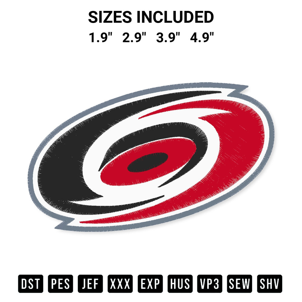 Transform your fabrics with the Carolina Hurricanes Logo Embroidery Print Embroidery Design embroidery design. Instant access to premium digitized patterns at Designspacks.com. Available sizes: 1.9", 2.9", 3.9", 4.9".