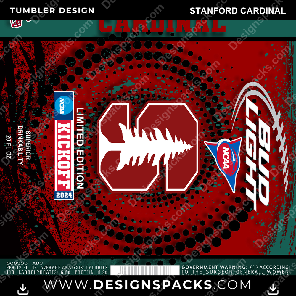 College Sport Bud Stanford Cardinal NCAA College Sport Tumbler Digital Wrap Design Download