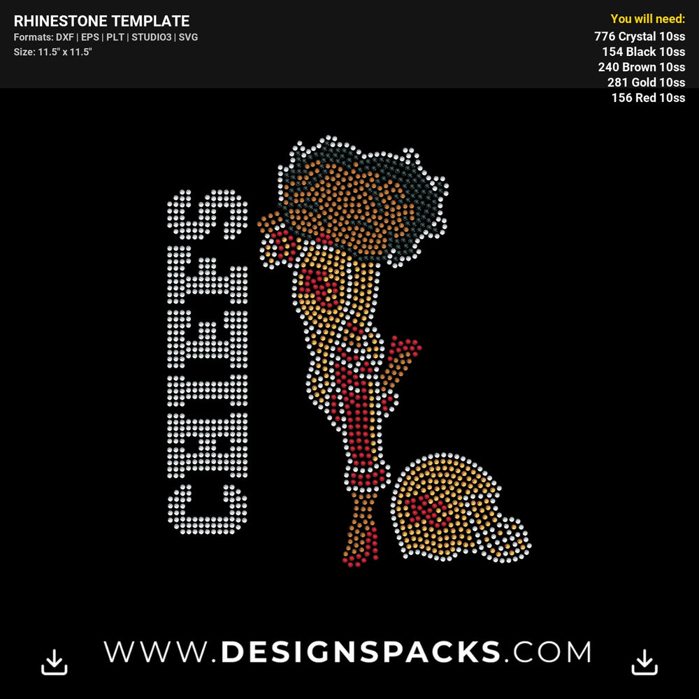 Betty Boop Chiefs Rhinestone Digital Template