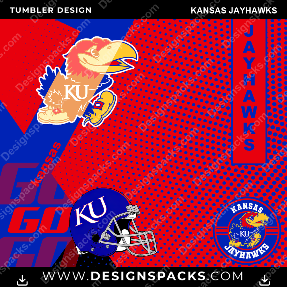 College Sport GO Kansas Jayhawks NCAA College Sport Tumbler Digital Wrap Design Download