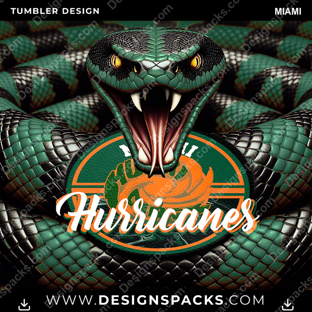 College Sport Rattle Snake Miami Tumbler Digital Wrap Design