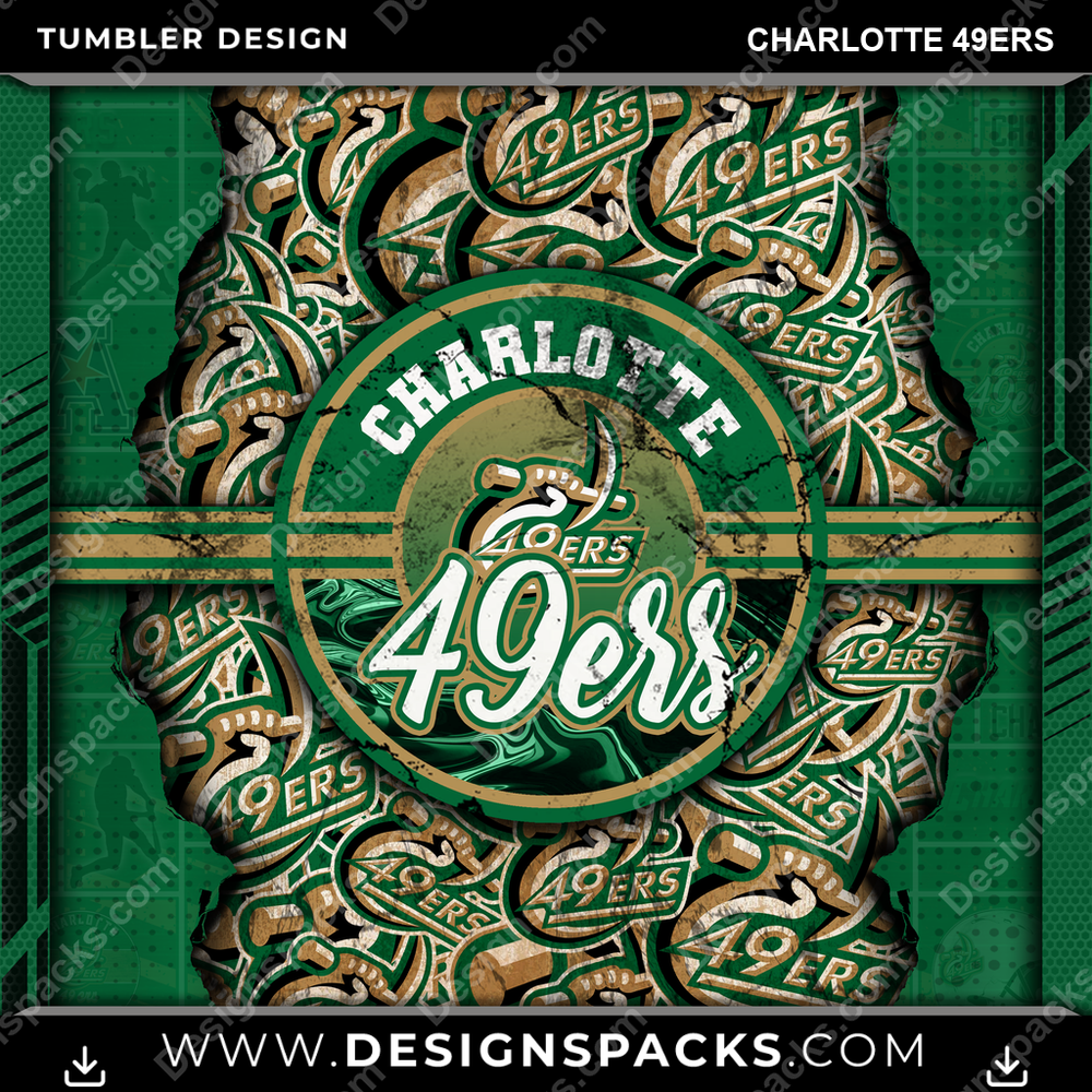 College Sport Ripped Charlotte 49ers NCAA College Sport Tumbler Digital Wrap Design Download