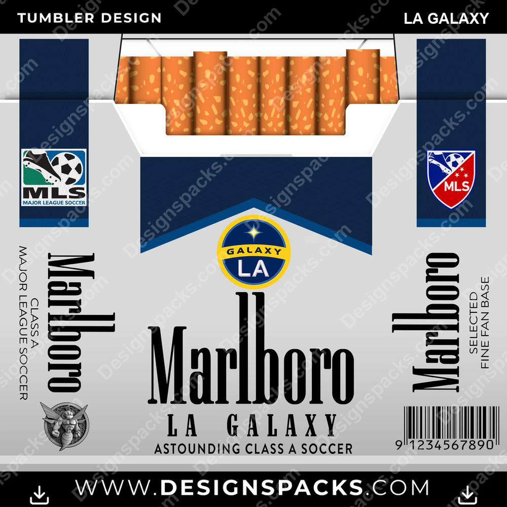 US Soccer Marlboro LA GALAXY Tumbler Digital Wrap Design