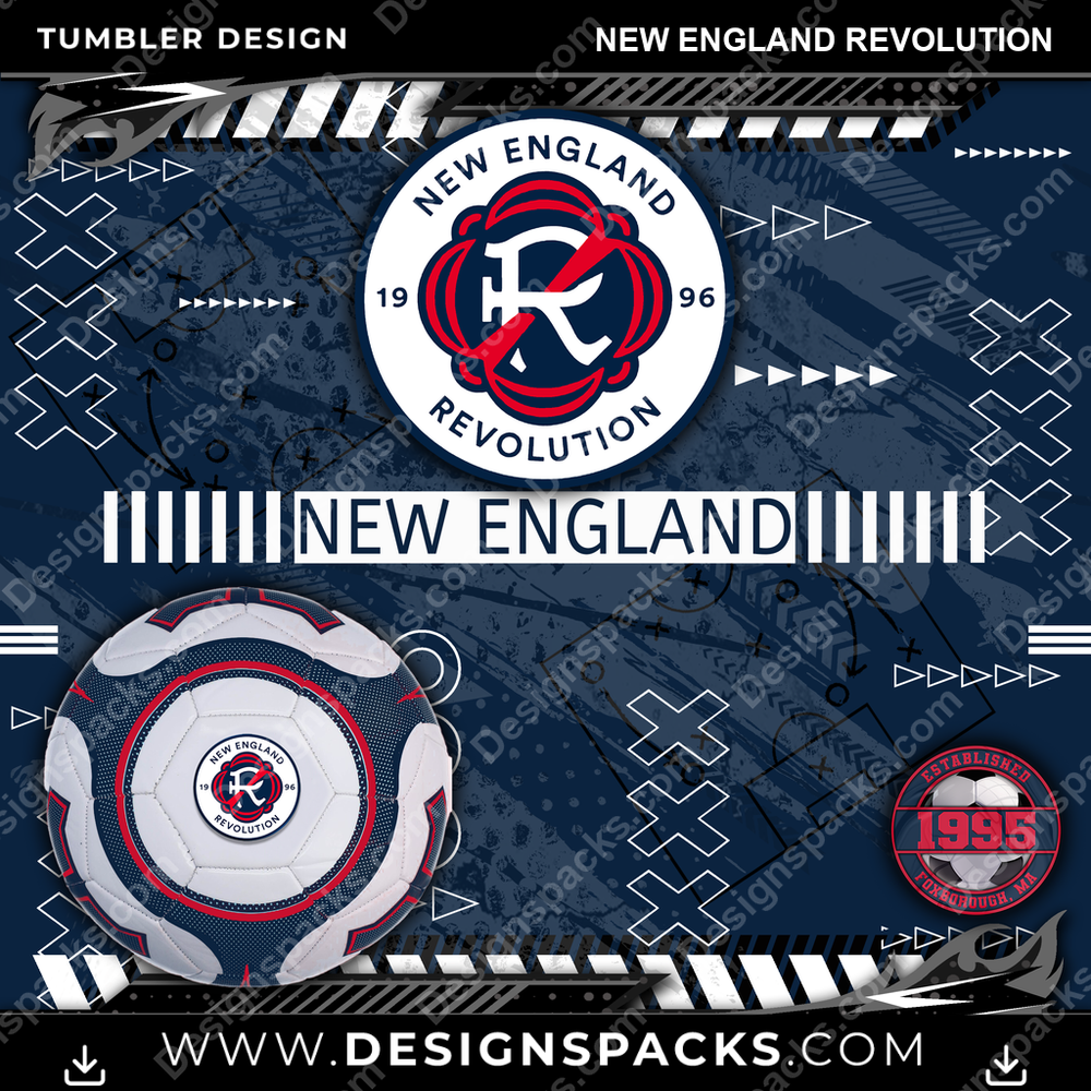 Soccer Xs & Os New England Revolution MLS Soccer Tumbler Digital Wrap Design Download