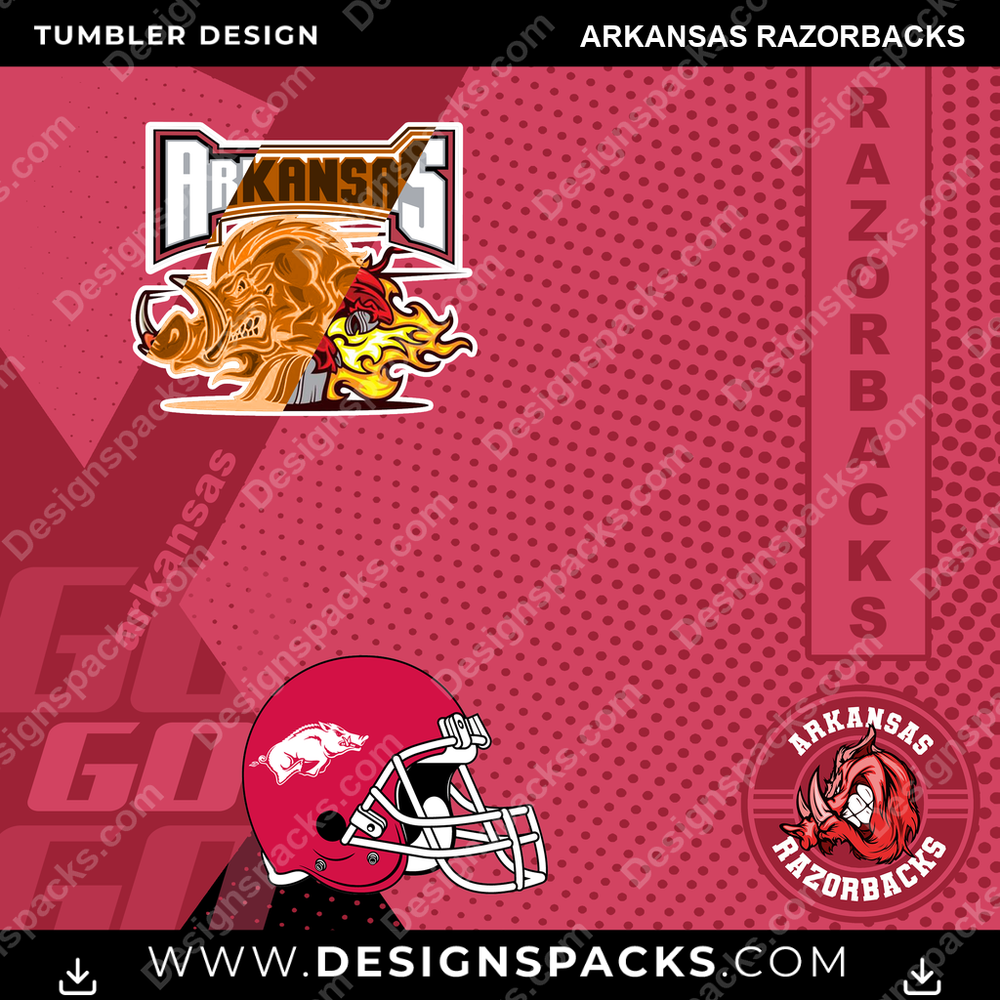 College Sport GO Arkansas Razorbacks Tumbler Digital Wrap Design