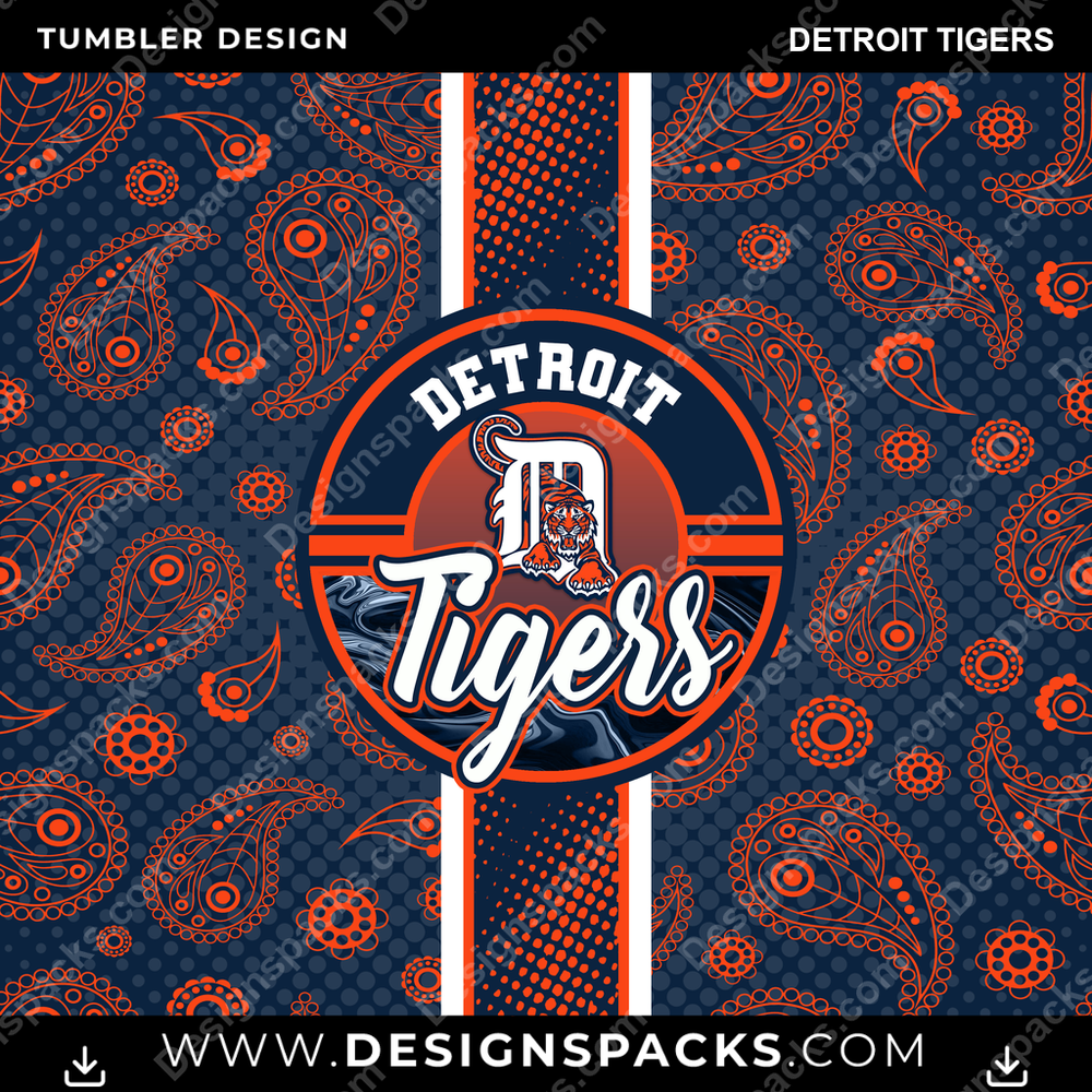 Baseball Handkerchief Detroit Tigers Tumbler Digital Wrap Design