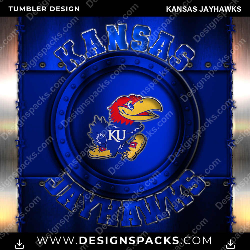 College Sport Metal Kansas Jayhawks NCAA College Sport Tumbler Digital Wrap Design Download