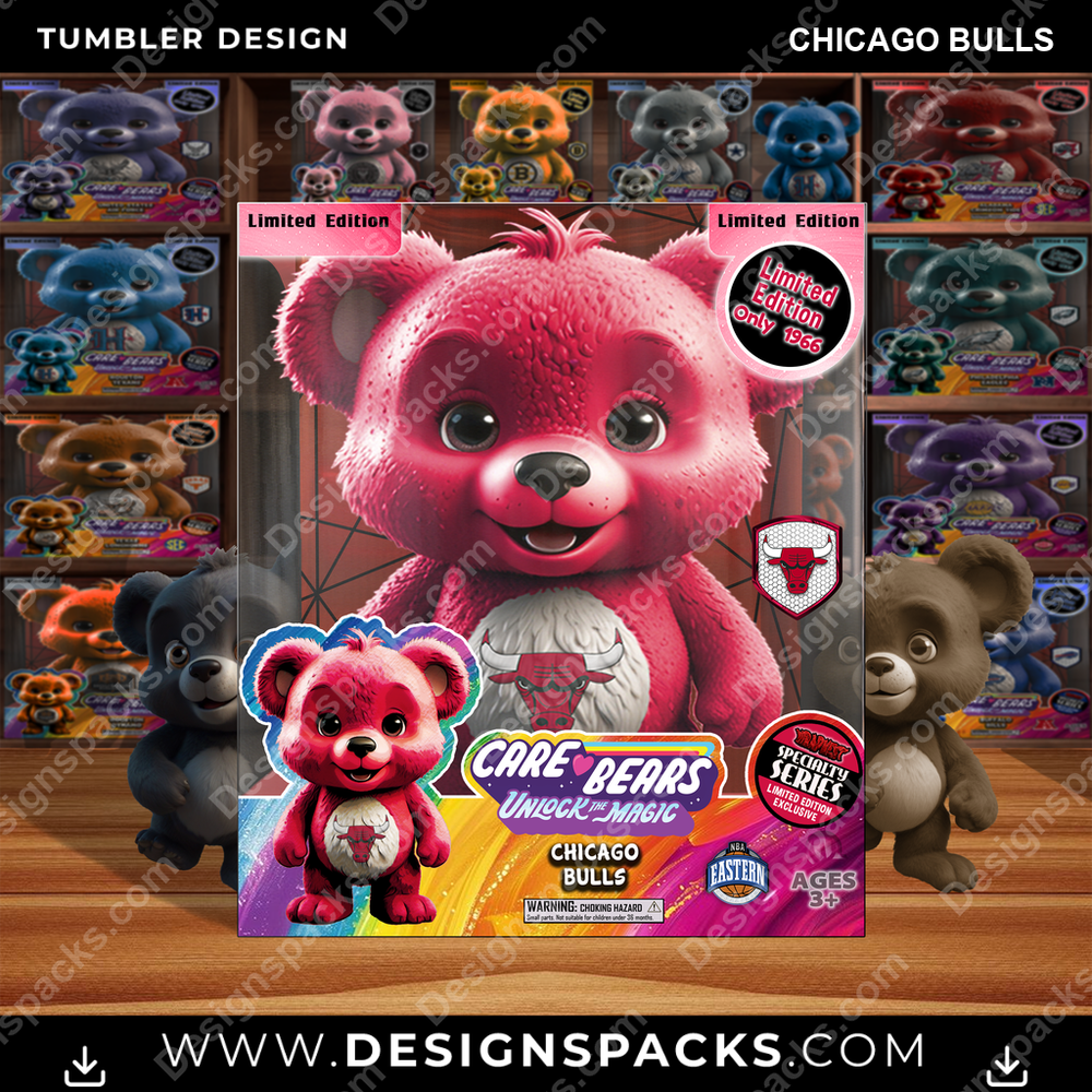 Basketball Care Bear Box Chicago Bulls Tumbler Digital Wrap Design