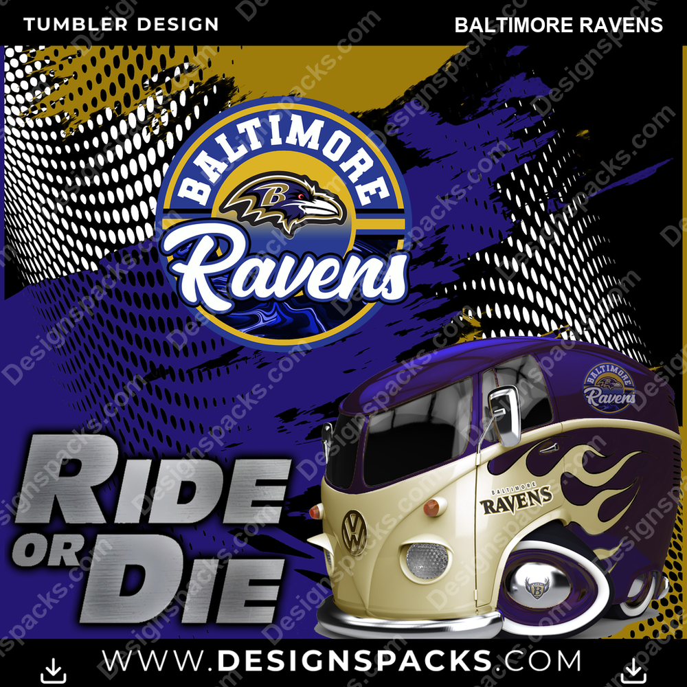 Football Ride or Die Baltimore Ravens NFL Football Tumbler Digital Wrap Design Download