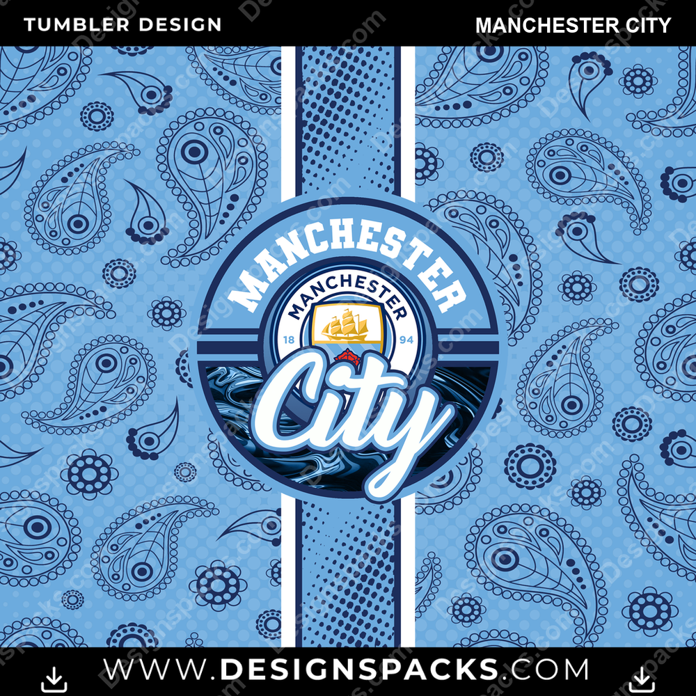 Soccer UK Handkerchief Manchester City MLS Soccer Tumbler Digital Wrap Design Download