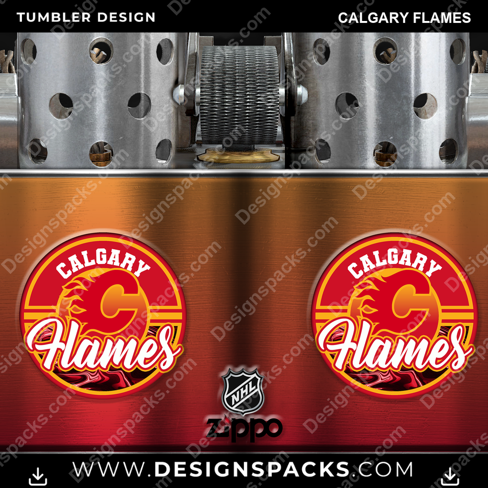 Ice Hockey Zippo Lighter Calgary Flames Tumbler Digital Wrap Design