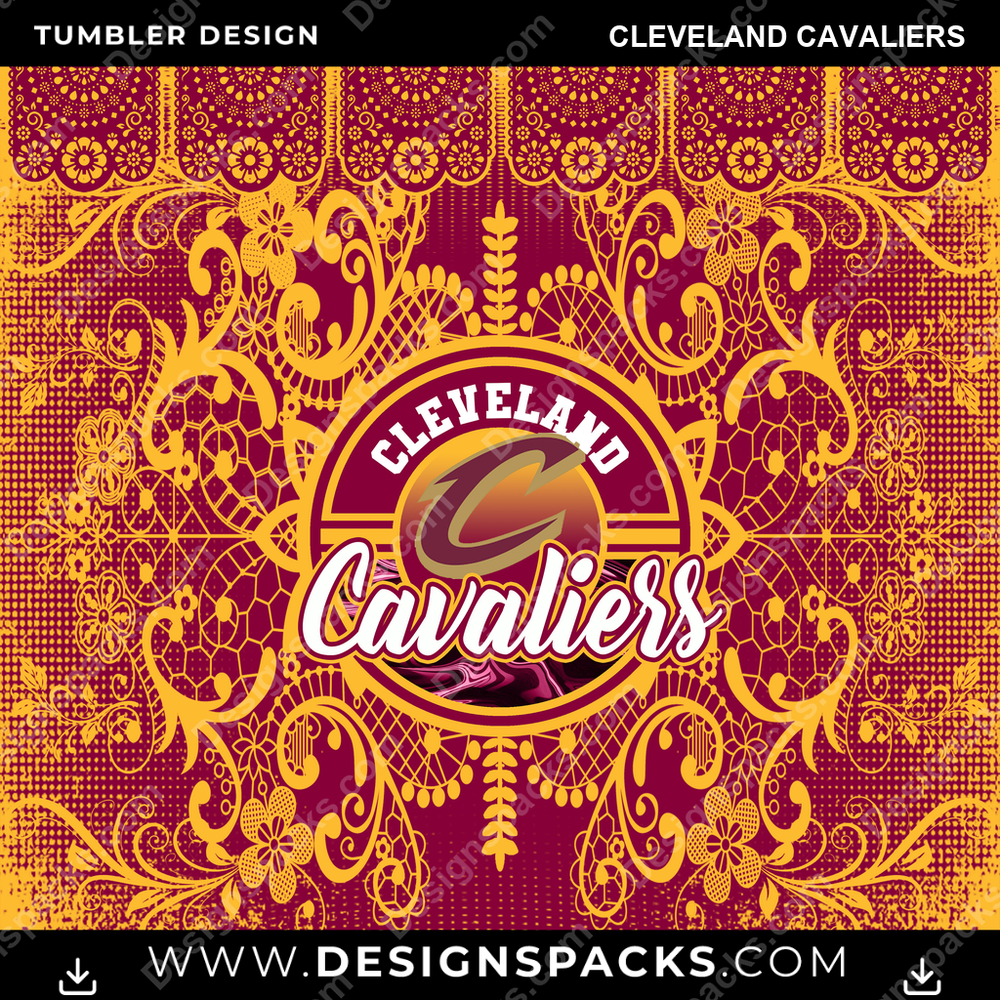 Basketball Lace & Logo Cleveland Cavaliers Tumbler Digital Wrap Design