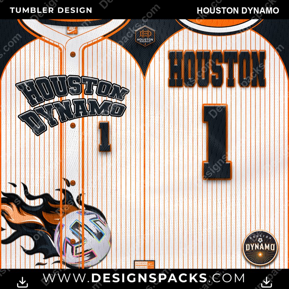 US Soccer Team Button-Up Jersey Houston Dynamo Tumbler Digital Wrap Design