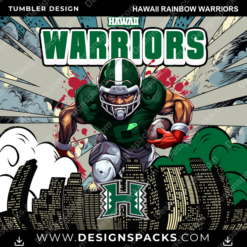 College Sport Comic Cover Hawaii Rainbow Warriors NCAA College Sport Tumbler Digital Wrap Design Download