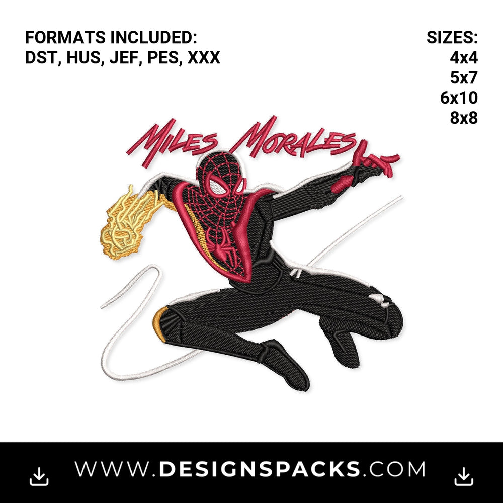 Miles Morales Spider-Man with Venom Blast Embroidery Design - Instant digital download pattern at Designspacks.com