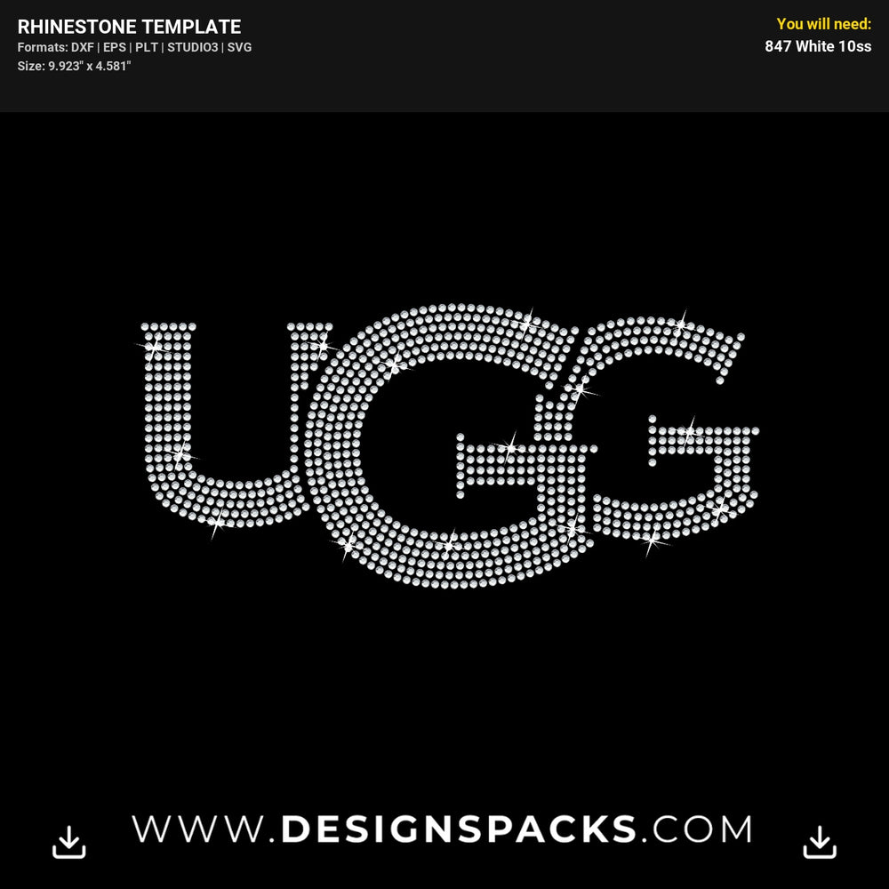 Ugg Logo Symbol Rhinestone Digital Template