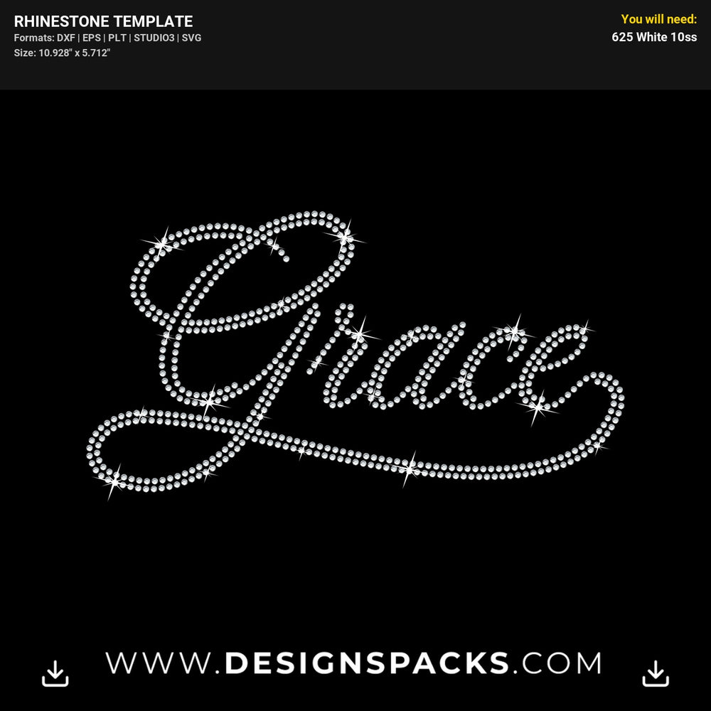 Grace Christian Rhinestone Digital Template