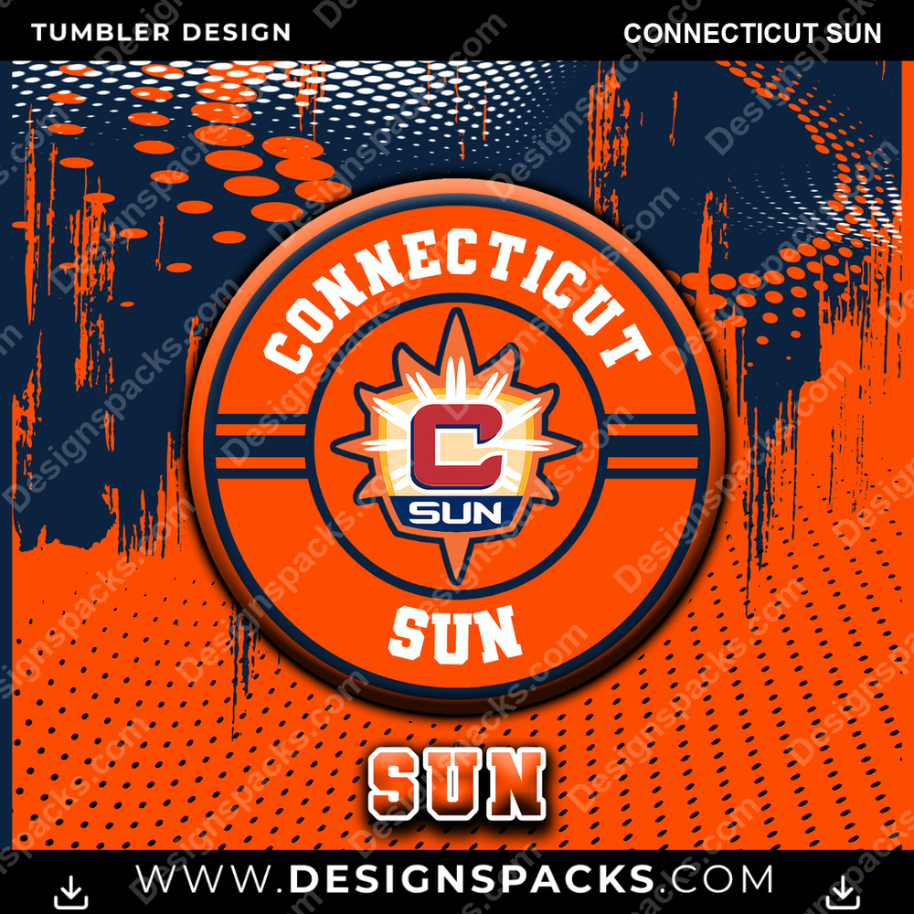 Basketball Dot Logo Connecticut Sun Tumbler Digital Wrap Design