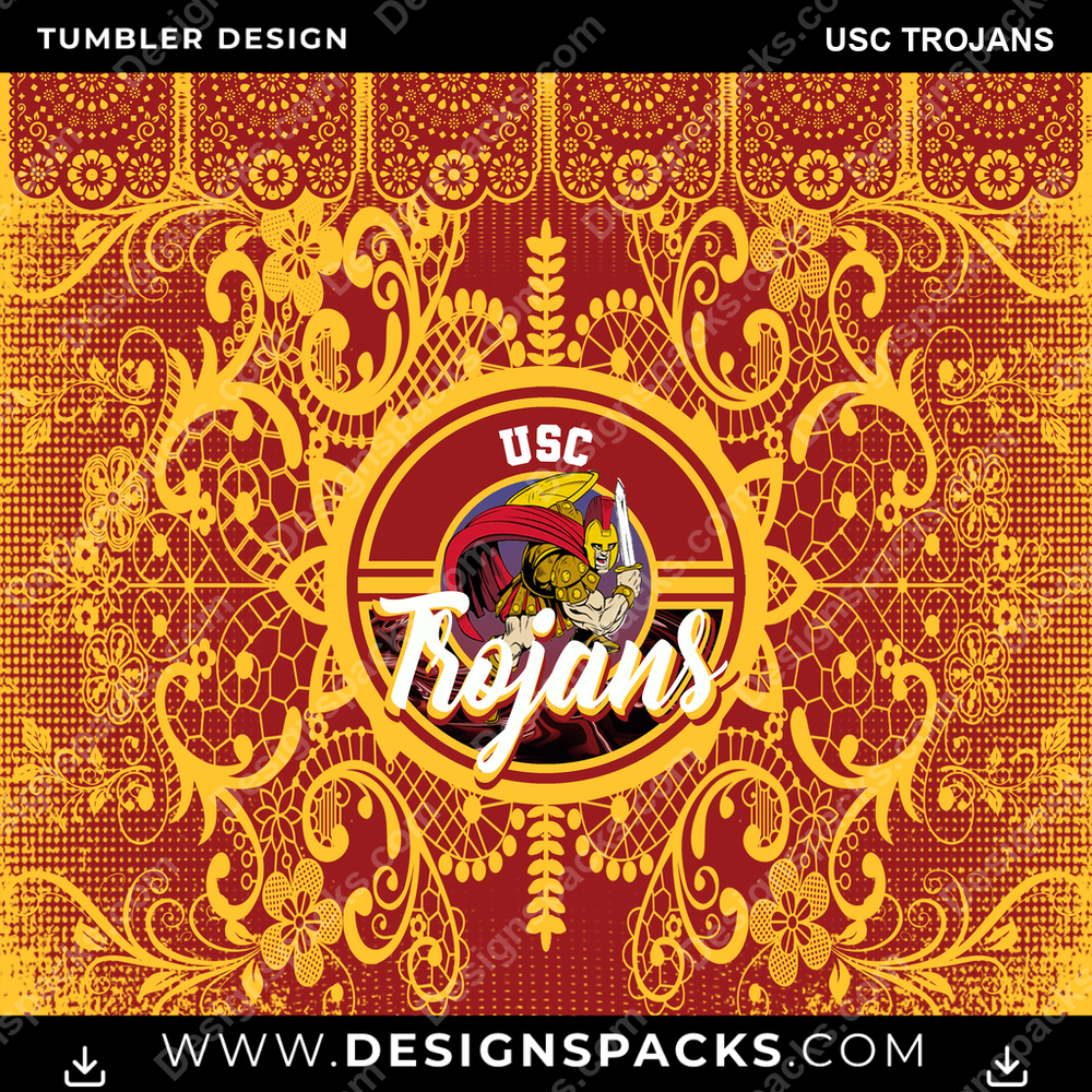College Sport Lace & Logo USC Trojans NCAA College Sport Tumbler Digital Wrap Design Download