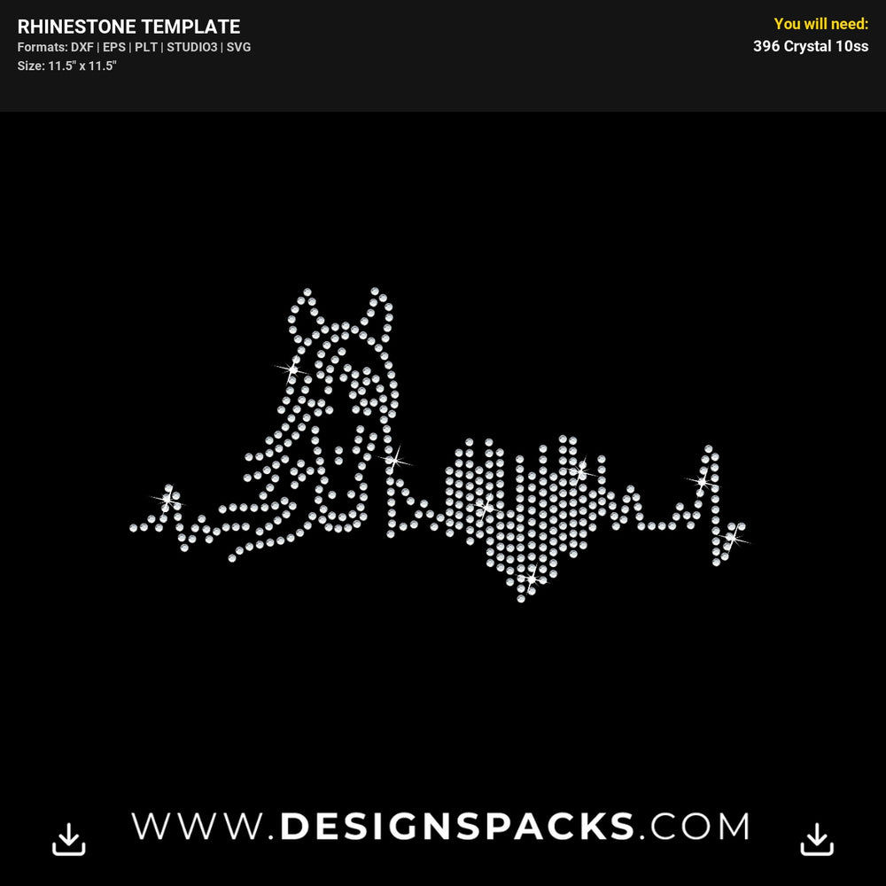 Horse Hertbeat Rhinestone Digital Template