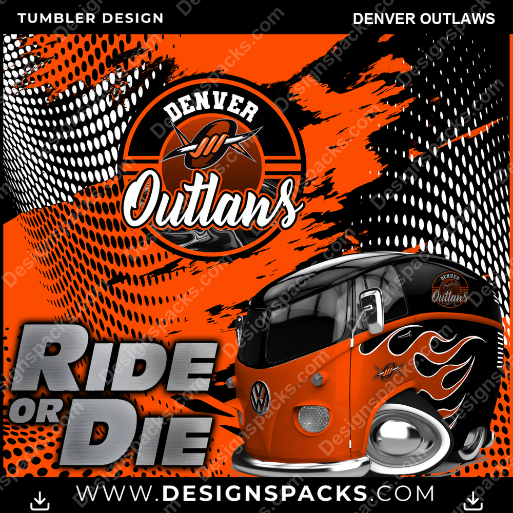 Lacrosse Ride or Die Denver Outlaws Tumbler Digital Wrap Design