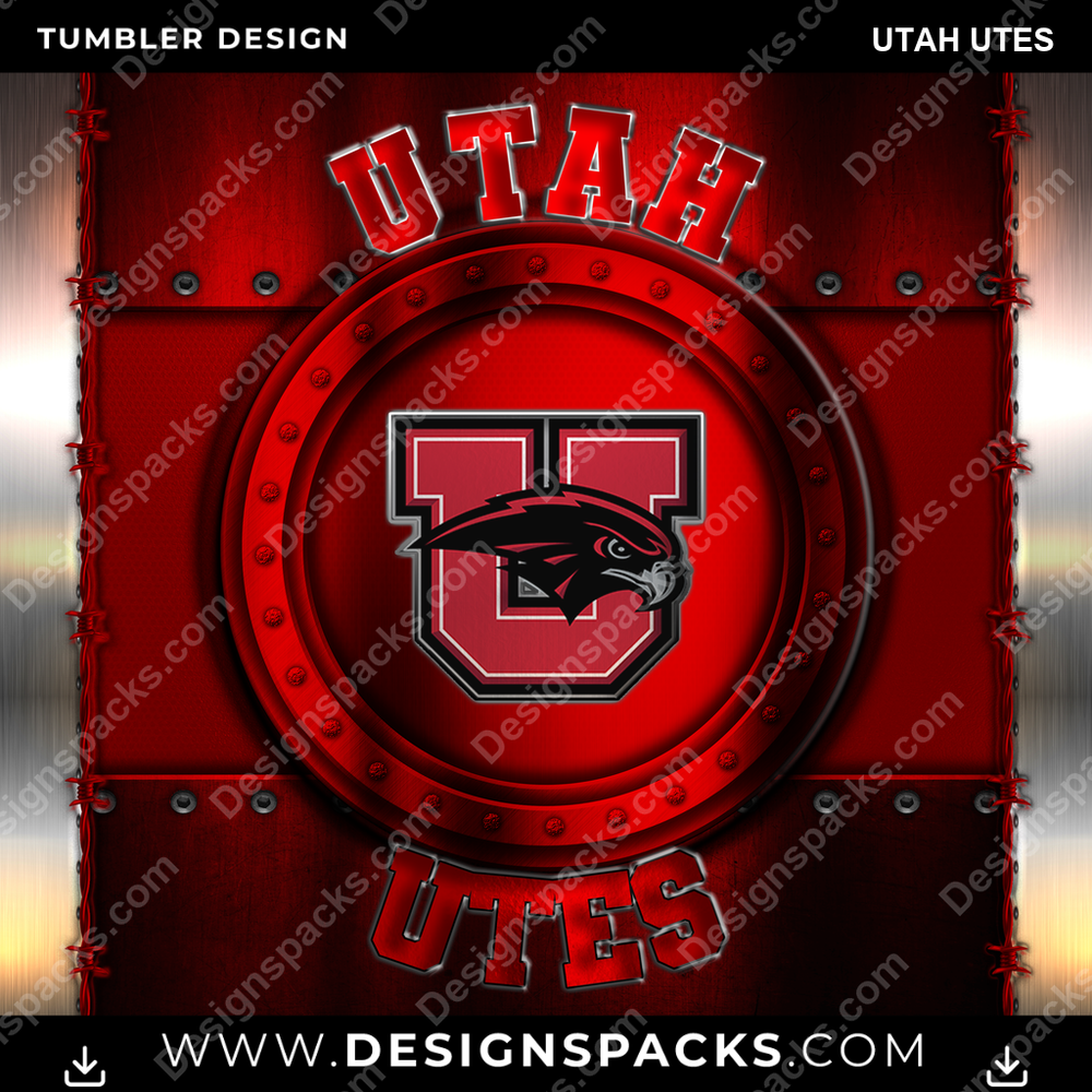 College Sport Metal Utah Utes NCAA College Sport Tumbler Digital Wrap Design Download