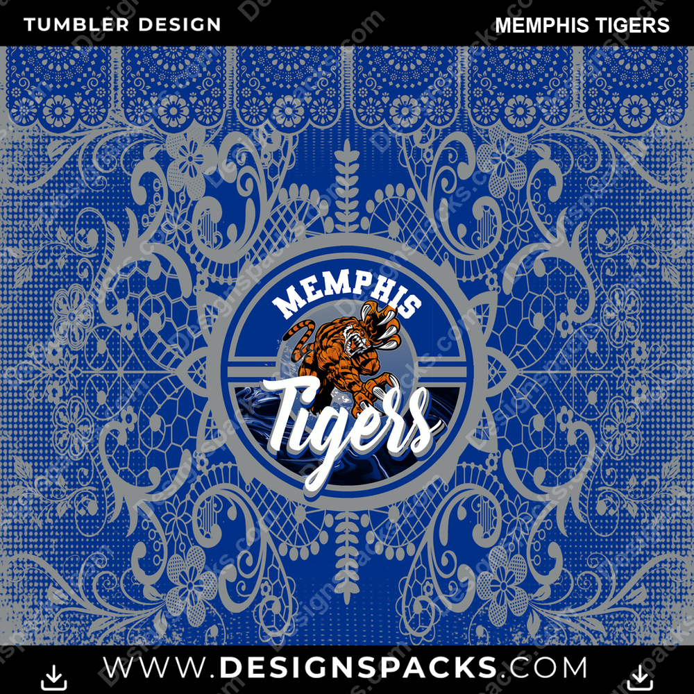 College Sport Lace & Logo Memphis Tigers NCAA College Sport Tumbler Digital Wrap Design Download
